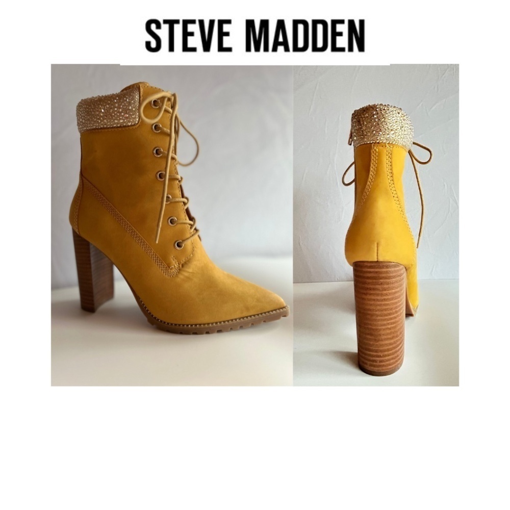 Steve Madden Pointed Toe Suede Leather Ankle Boots Women's Size 7.5